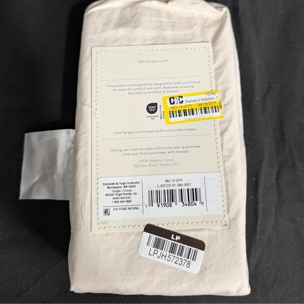 Standard 400 Thread Count Percale Pillowcases Natural - Casaluna™ - Picture 7 of 8